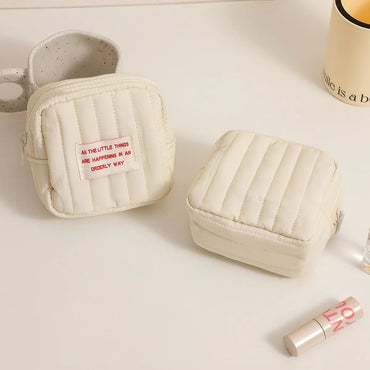 Classic Style Letter Solid Color Cotton Makeup Bags