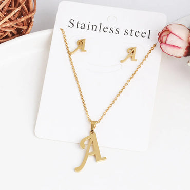 Classic Style Letter Stainless Steel Alloy Plating Earrings Necklace