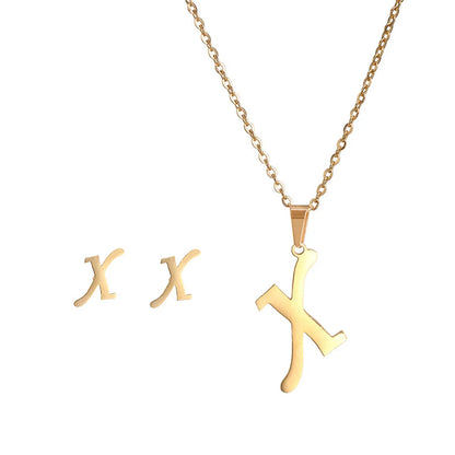 Classic Style Letter Stainless Steel Alloy Plating Earrings Necklace