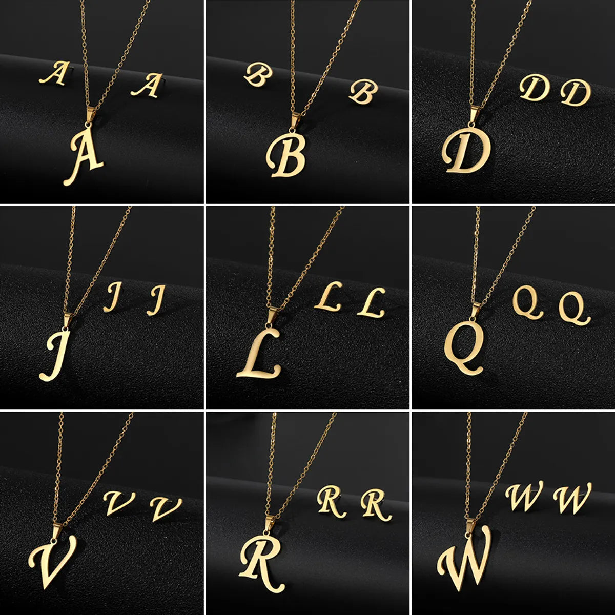 Classic Style Letter Stainless Steel Plating Gold Plated Jewelry Set