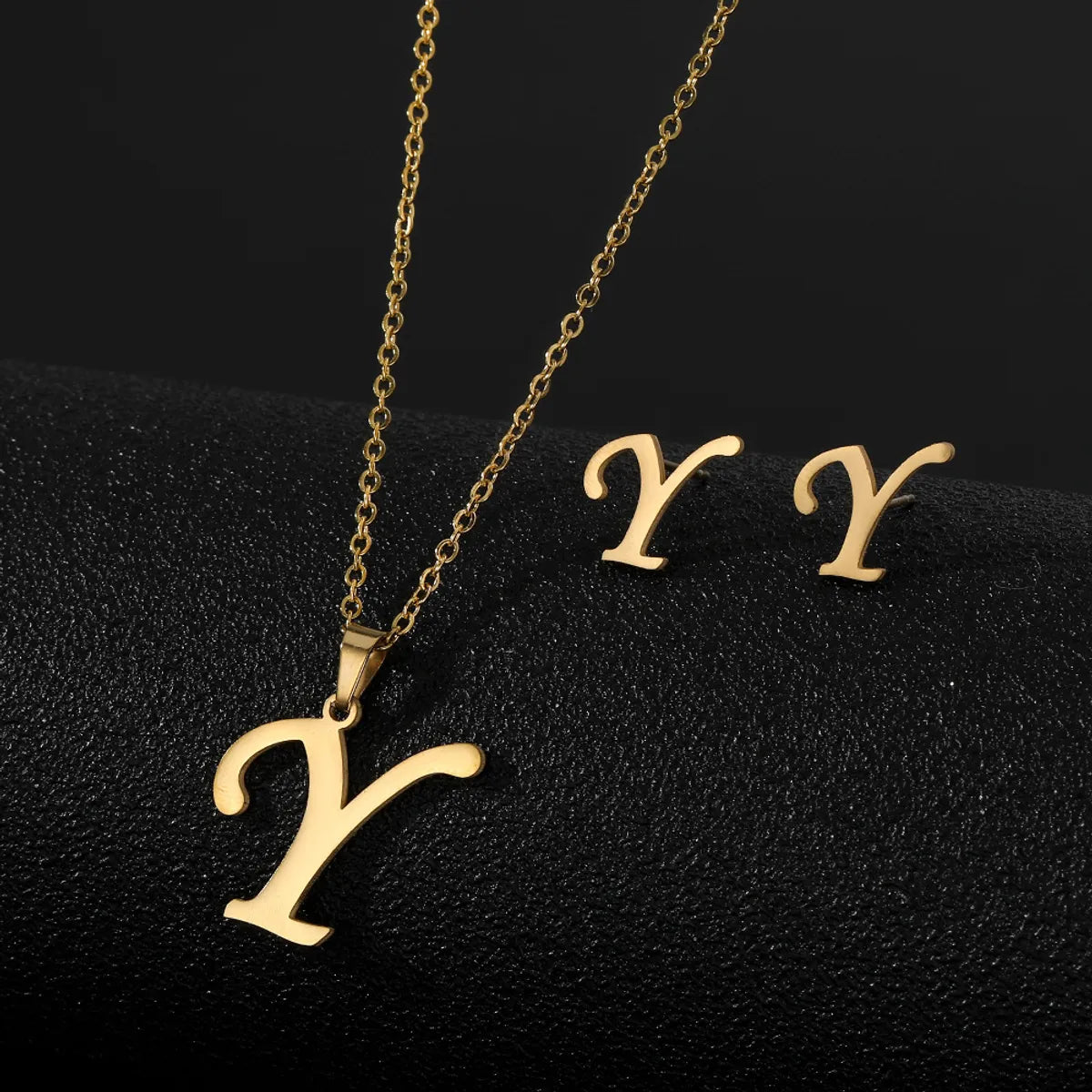 Classic Style Letter Stainless Steel Plating Gold Plated Jewelry Set