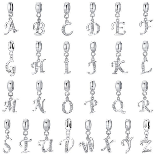 Classic Style Letter Sterling Silver Polishing Inlay Artificial Gemstones Jewelry Accessories