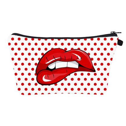 Classic Style Lips Polyester Dumpling Shape Makeup Bags