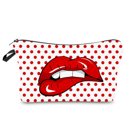 Classic Style Lips Polyester Dumpling Shape Makeup Bags