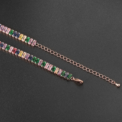 Classic Style Multicolor Copper Plating Inlay Zircon 14k Gold Plated Rose Gold Plated White Gold Plated Necklace