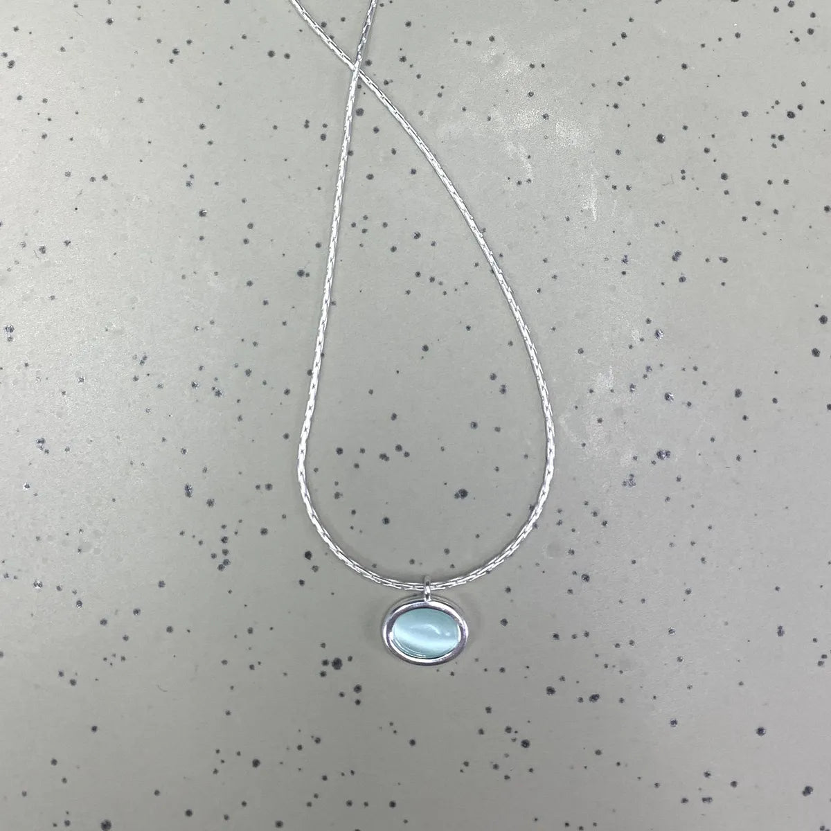 Classic Style Oval Sterling Silver Inlay Moonstone Pendant Necklace