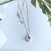 Classic Style Oval Sterling Silver Inlay Moonstone Pendant Necklace