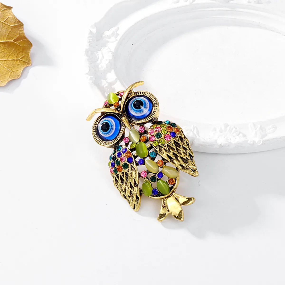 Classic Style Owl Alloy Inlay Rhinestones Opal Unisex Brooches