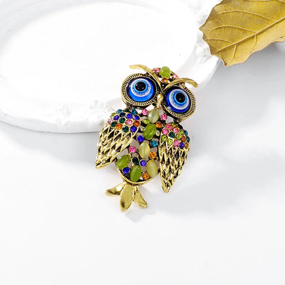 Classic Style Owl Alloy Inlay Rhinestones Opal Unisex Brooches