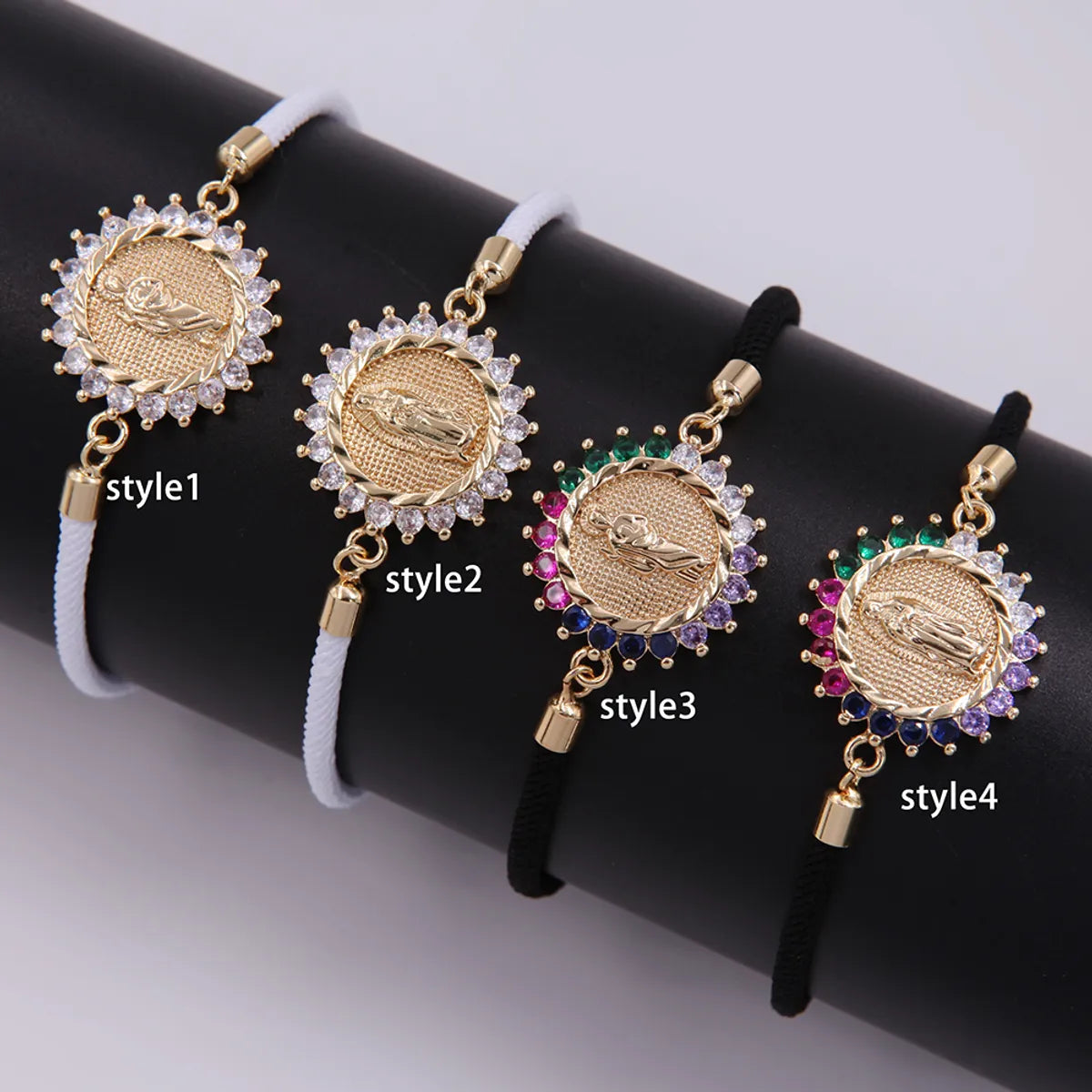 Classic Style Portrait Rope Copper Plating Inlay Zircon 18k Gold Plated Unisex Bracelets