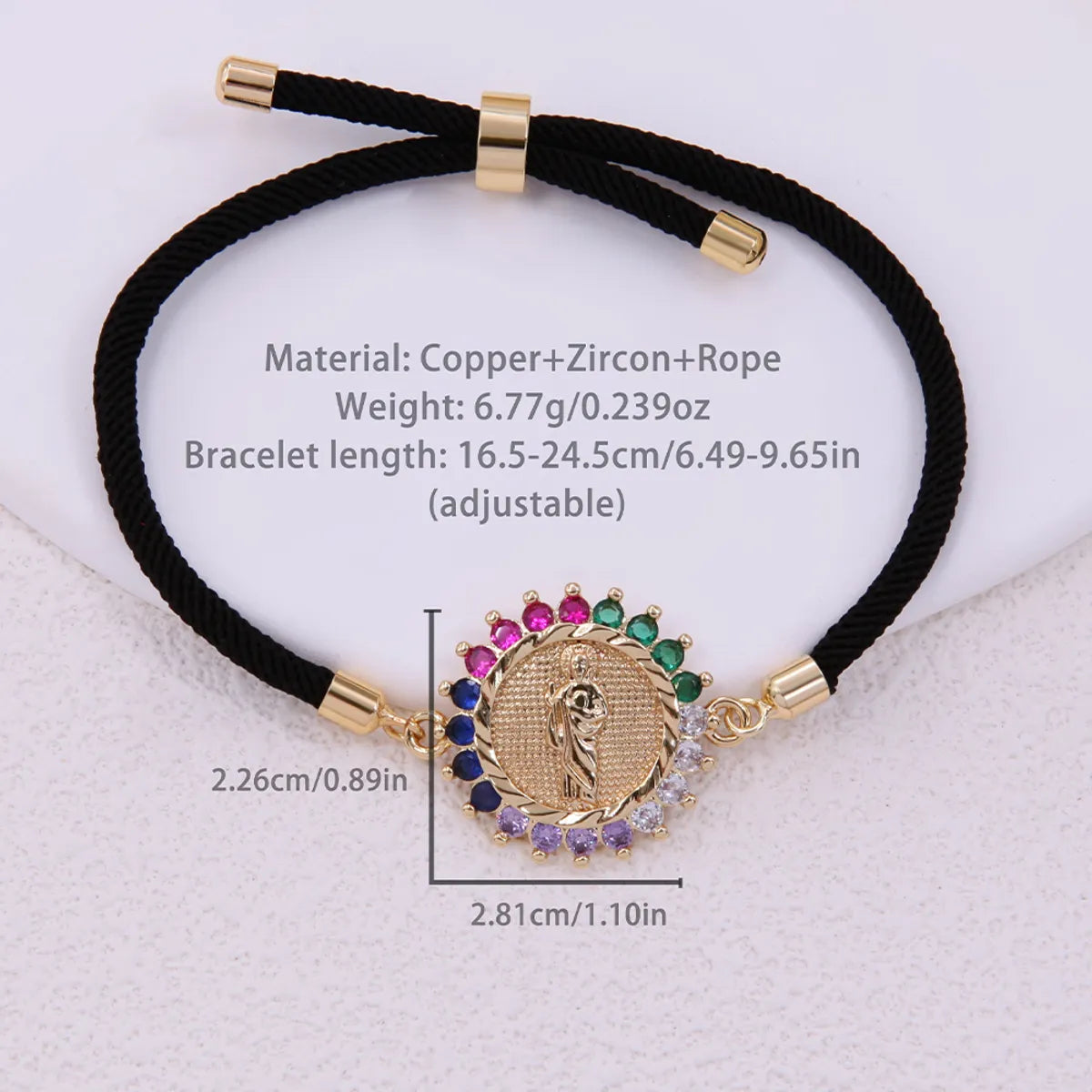 Classic Style Portrait Rope Copper Plating Inlay Zircon 18k Gold Plated Unisex Bracelets