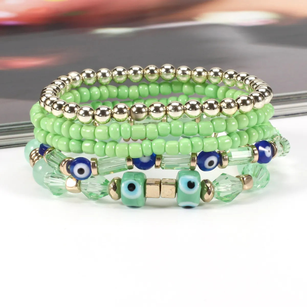 Classic Style Round Bead Colored Glaze Wholesale Bracelets