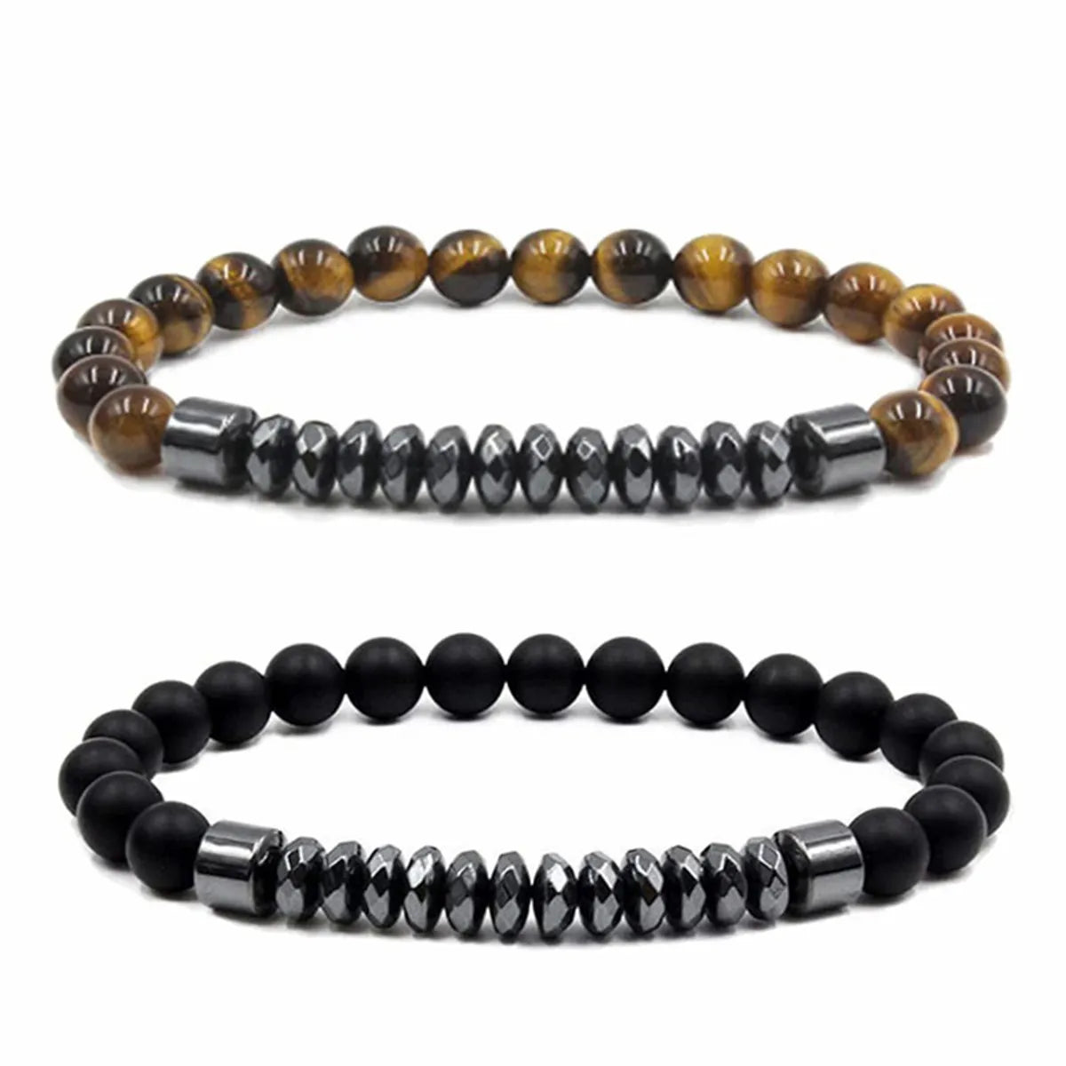 Classic Style Round Natural Stone Tiger Eye Beaded Bracelets