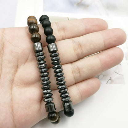 Classic Style Round Natural Stone Tiger Eye Beaded Bracelets