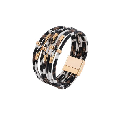 Classic Style Round Pu Leather Alloy Criss Cross Plating Women's Bangle