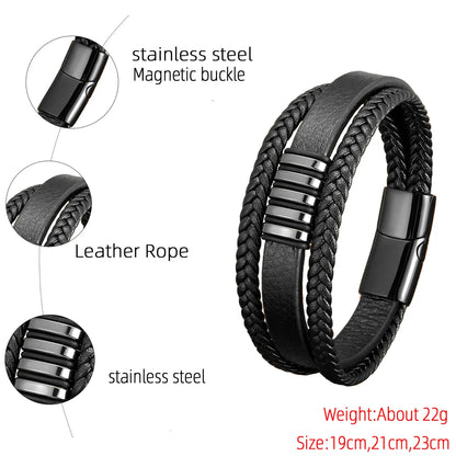 Classic Style Round 316 Stainless Steel  Handmade Men'S Bracelets