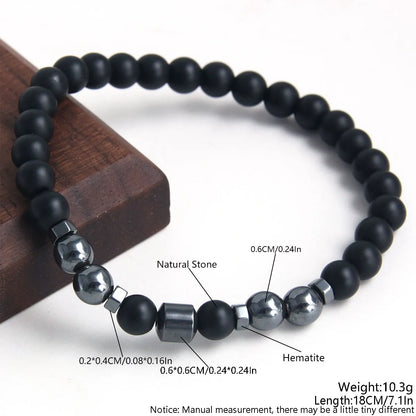 Classic Style Round Stainless Steel Natural Stone Bracelets