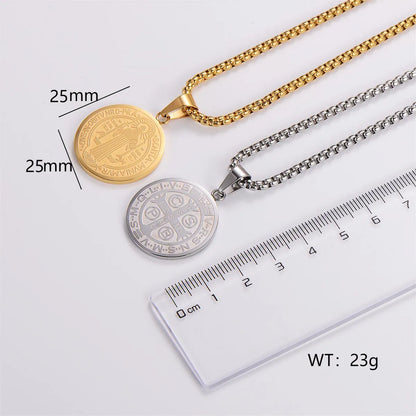 Classic Style Round Stainless Steel Plating 18k Gold Plated Pendant Necklace