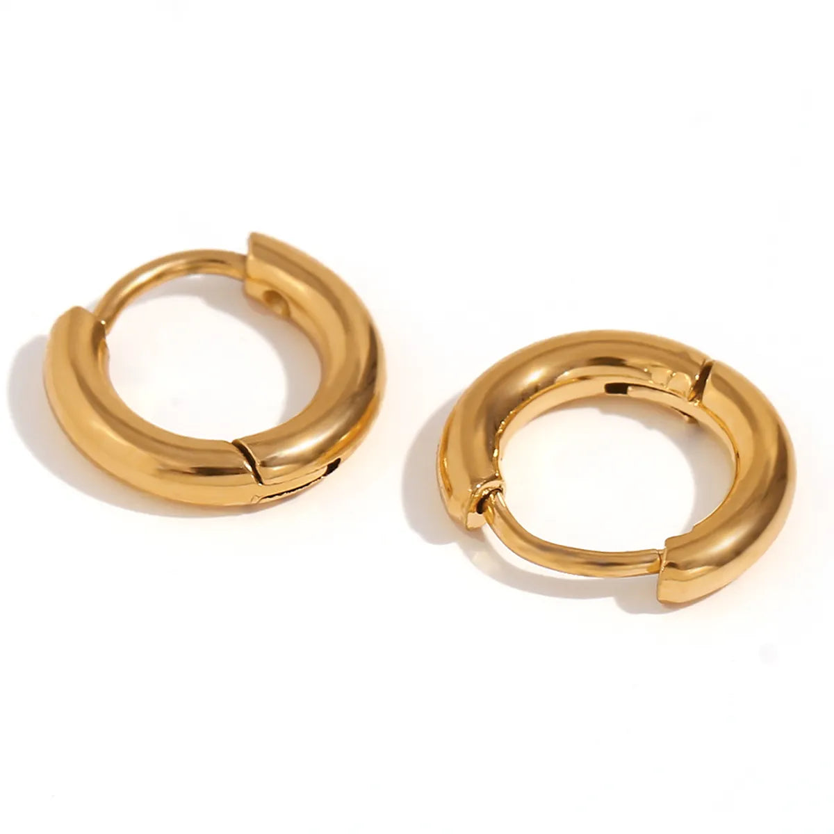 1 Pair Classic Style Round Plating Stainless Steel 18k Gold Plated Earrings