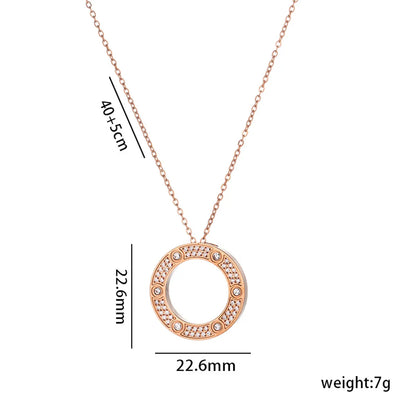 Classic Style Round Titanium Steel Pendant Necklace