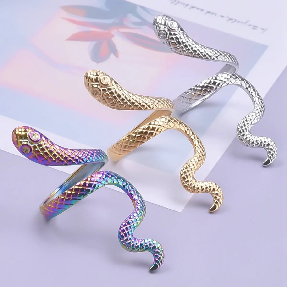 Wholesale Jewelry Classic Style Snake 304 Stainless Steel 18K Gold Plated Polishing Rings