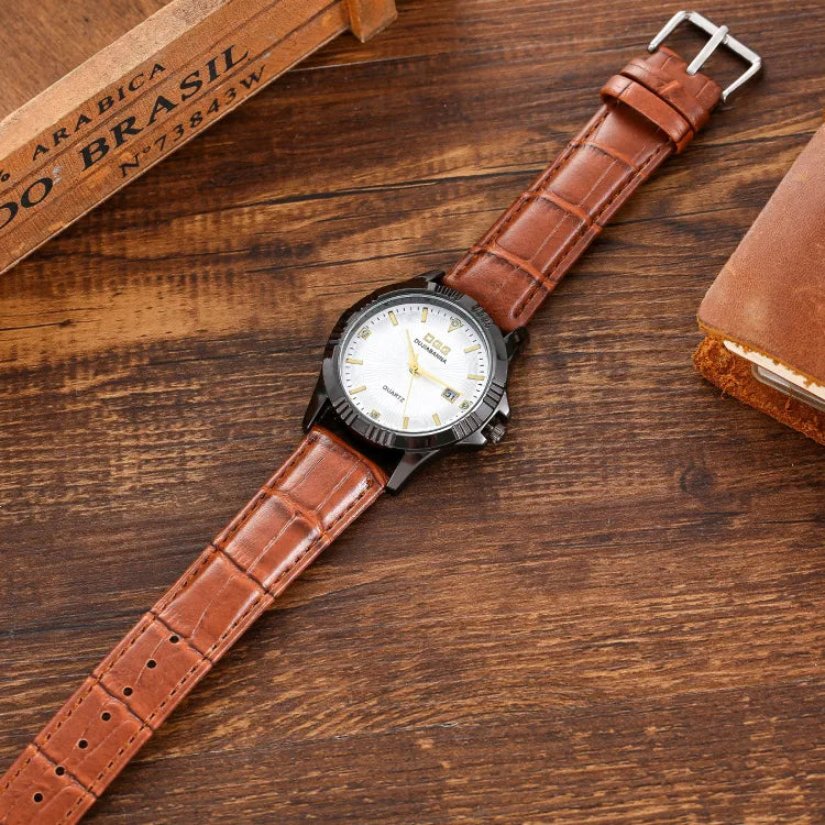 Classic Style Solid Color Buckle Quartz Men'S Watches