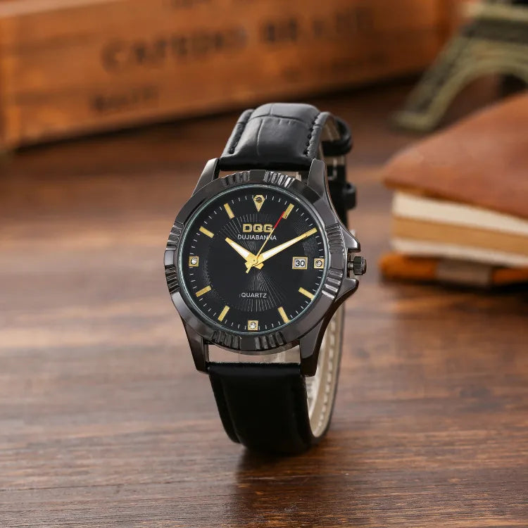 Classic Style Solid Color Buckle Quartz Men'S Watches