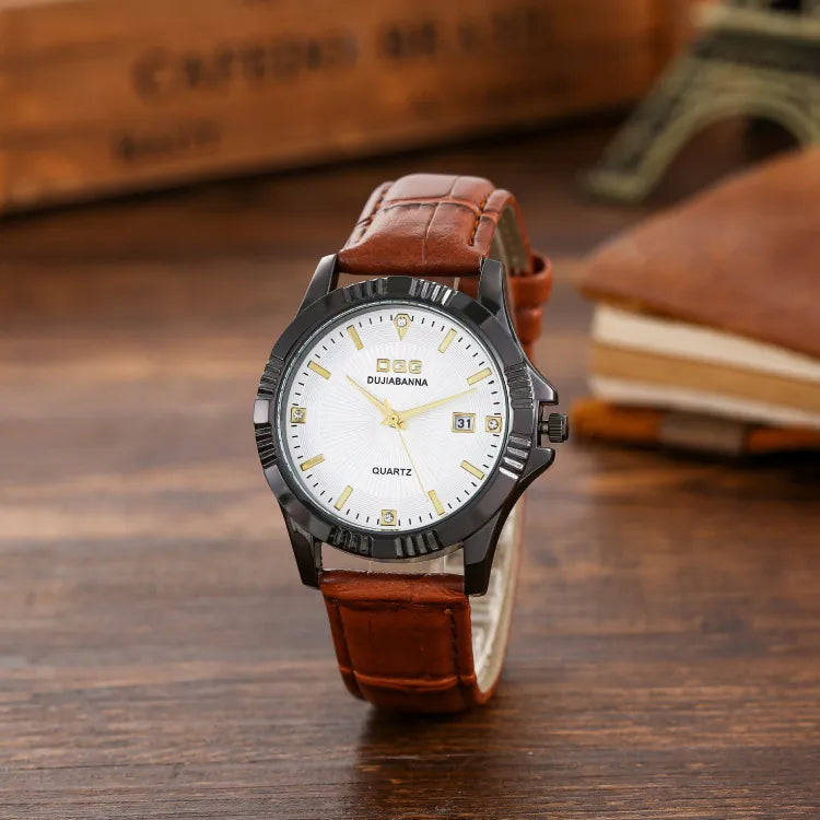 Classic Style Solid Color Buckle Quartz Men'S Watches