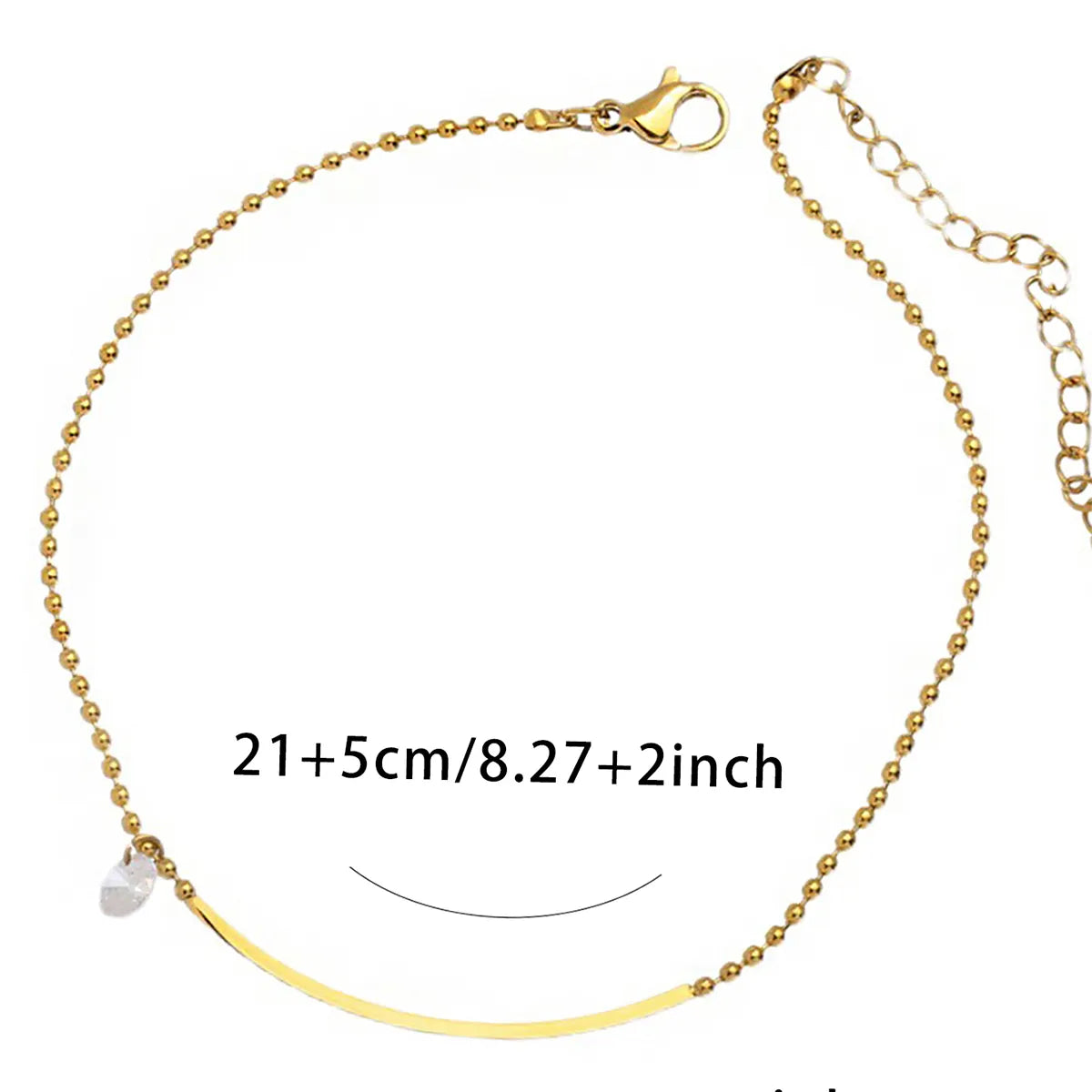 Classic Style Solid Color Chains Print Stainless Steel Inlay Zircon Women's Anklet