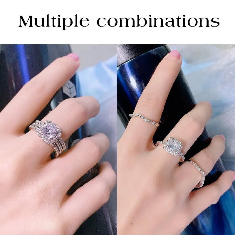 Classic Style Solid Color Copper Plating Inlay Zircon 18k Gold Plated White Gold Plated Rings