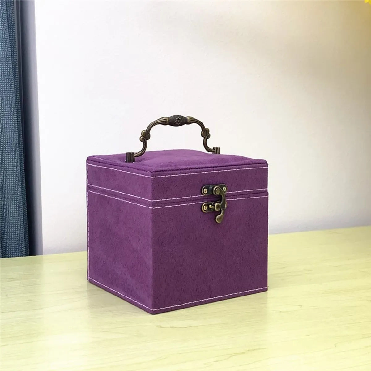 Classic Style Solid Color Flannel  Jewelry Boxes