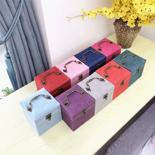 Classic Style Solid Color Flannel  Jewelry Boxes