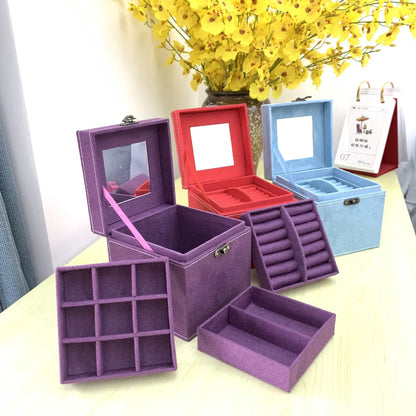 Classic Style Solid Color Flannel  Jewelry Boxes