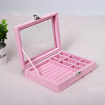 Classic Style Solid Color Flannel Jewelry Boxes