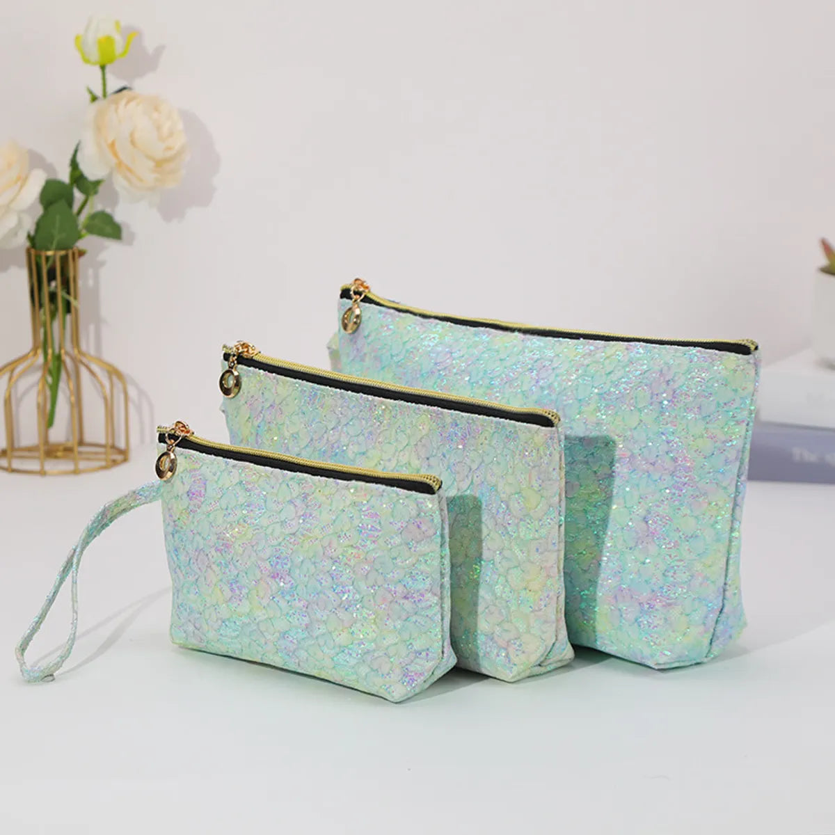 Classic Style Solid Color Lace Square Makeup Bags