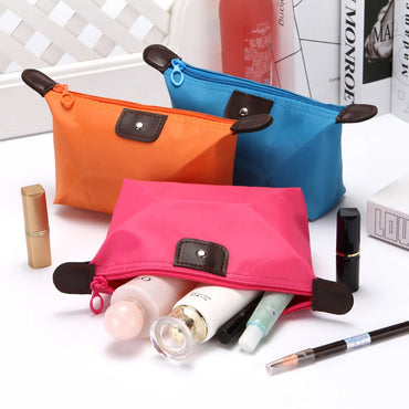 Classic Style Solid Color Nylon Square Makeup Bags