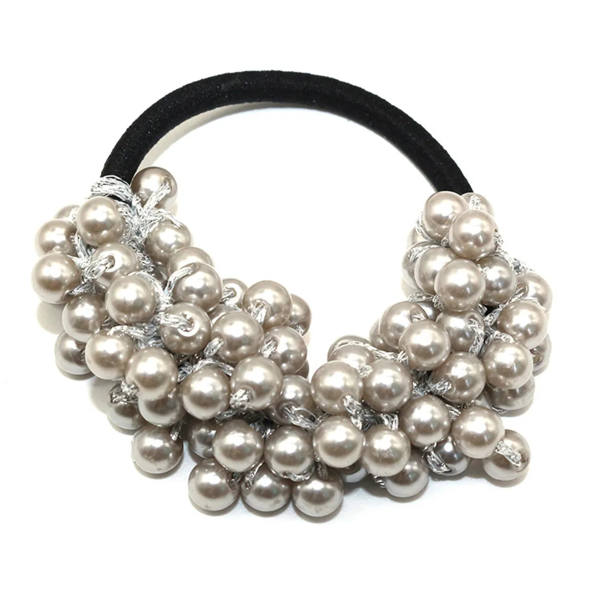 Women'S Classic Style Solid Color Pearl Braid Hair Tie