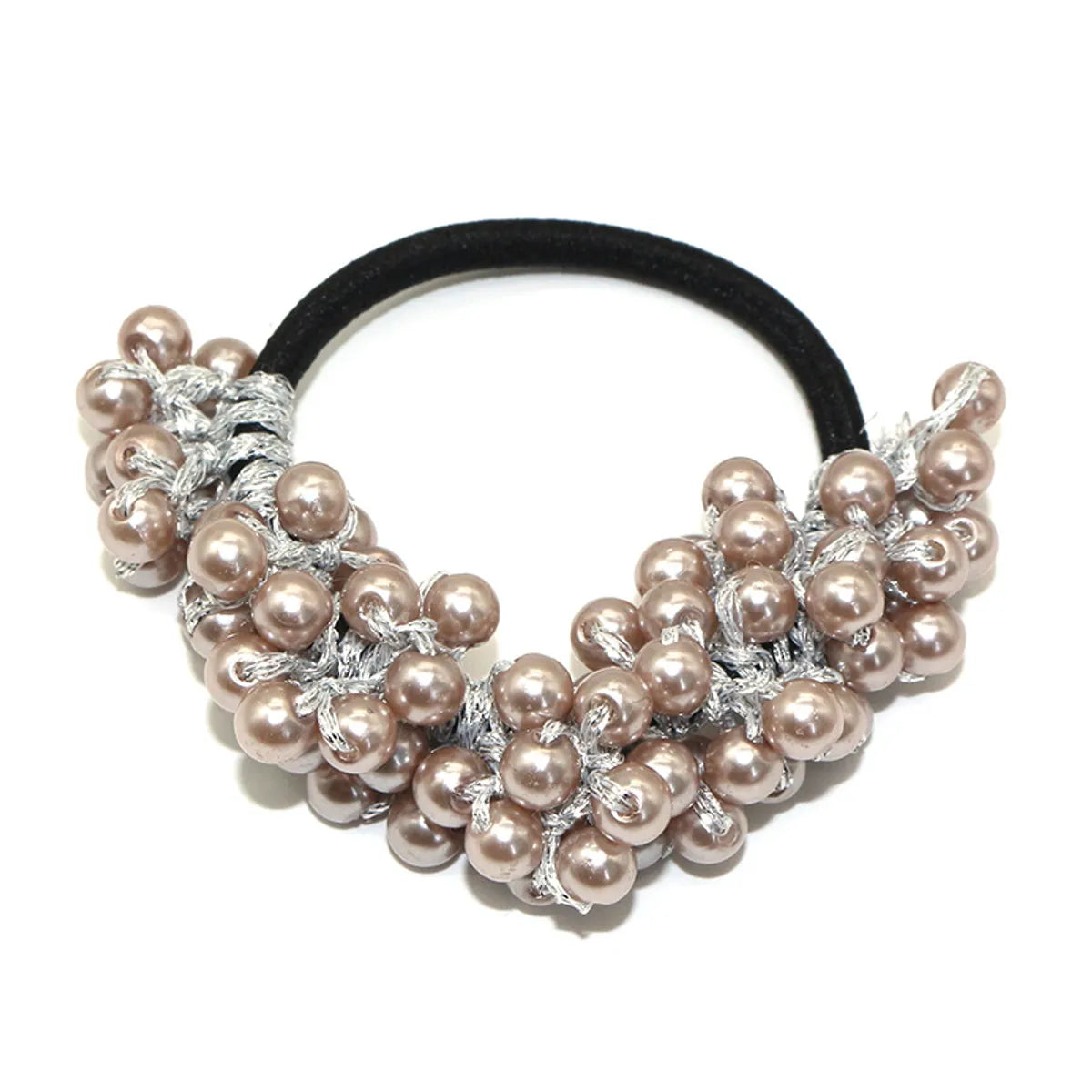 Women'S Classic Style Solid Color Pearl Braid Hair Tie