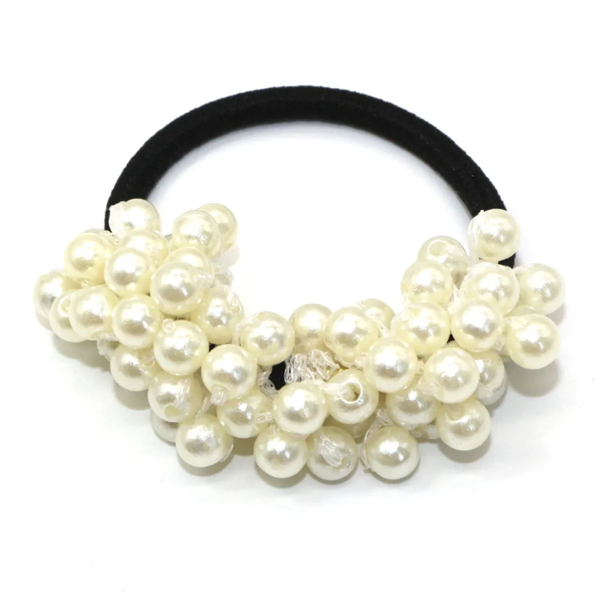 Women'S Classic Style Solid Color Pearl Braid Hair Tie