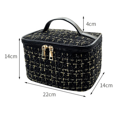 Classic Style Solid Color Polyester Sequins Metal Button Square Makeup Bags