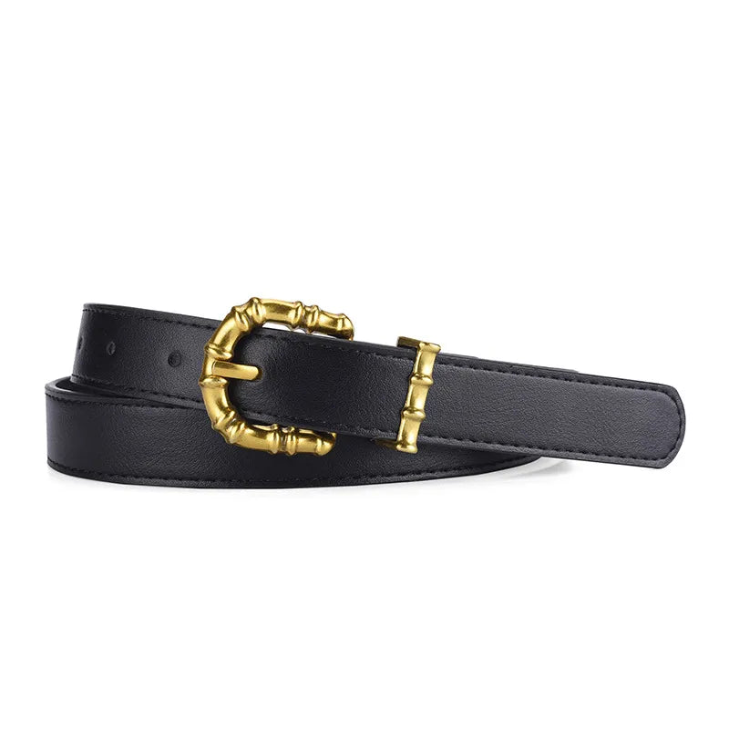 Classic Style Solid Color Pu Leather Alloy Women'S Leather Belts