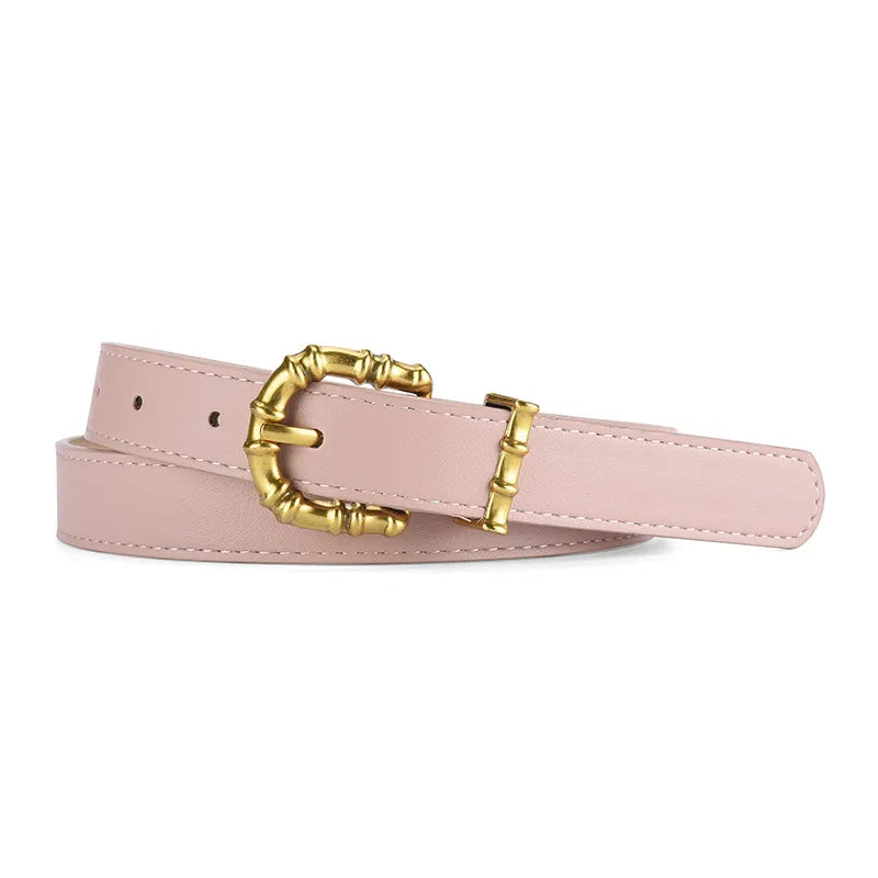 Classic Style Solid Color Pu Leather Alloy Women'S Leather Belts