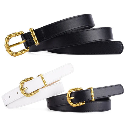 Classic Style Solid Color Pu Leather Alloy Women'S Leather Belts