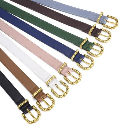 Classic Style Solid Color Pu Leather Alloy Women'S Leather Belts