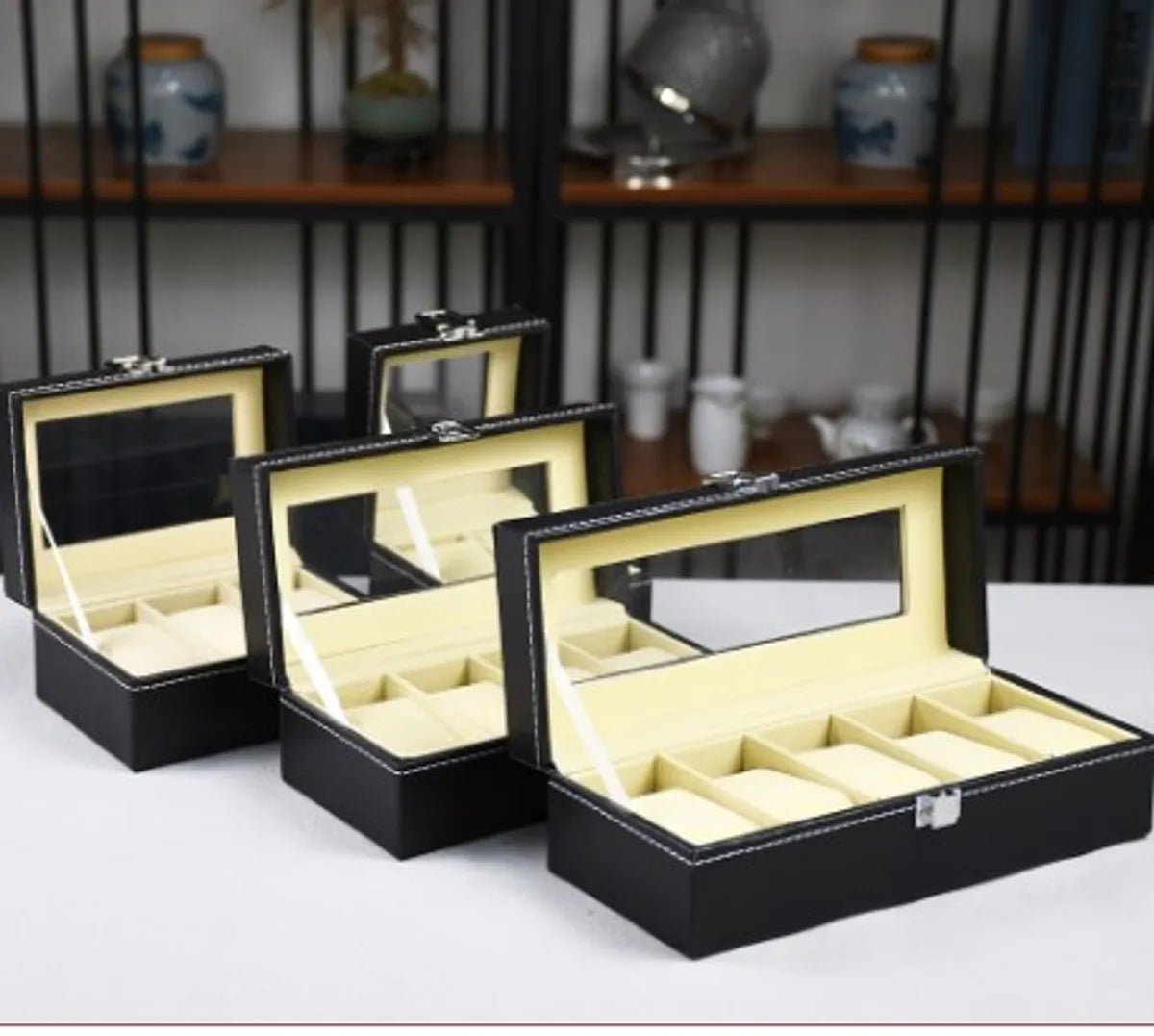 Classic Style Solid Color Pu Leather Jewelry Boxes