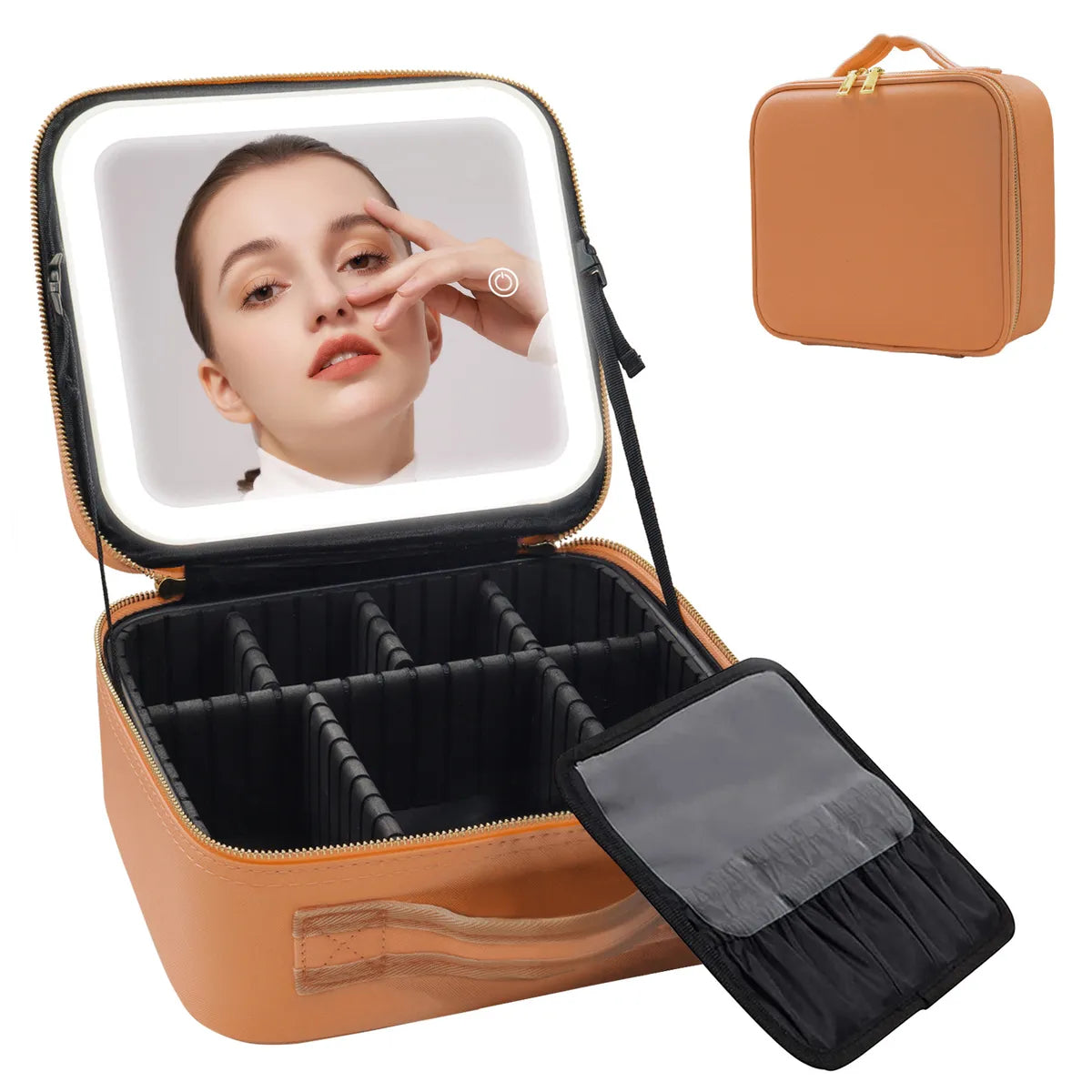 Classic Style Solid Color Pu Leather Square Makeup Bags