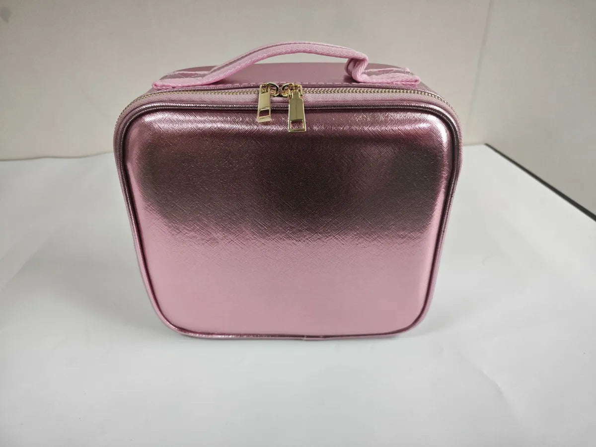 Classic Style Solid Color Pu Leather Square Makeup Bags