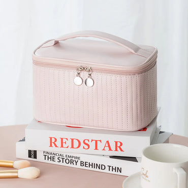 Classic Style Solid Color Pu Leather Square Makeup Bags