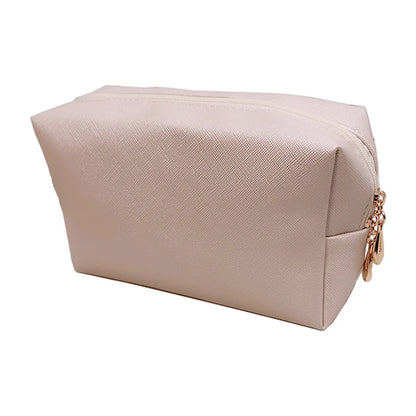 Classic Style Solid Color Pu Leather Square Makeup Bags