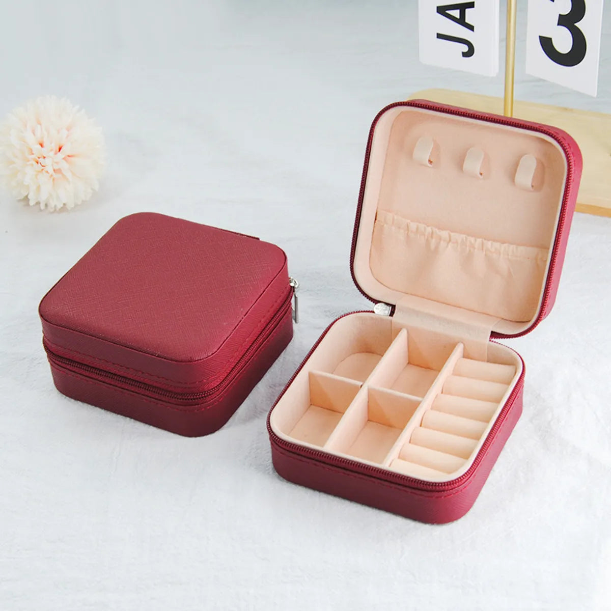 Classic Style Solid Color Pu Leather Jewelry Boxes